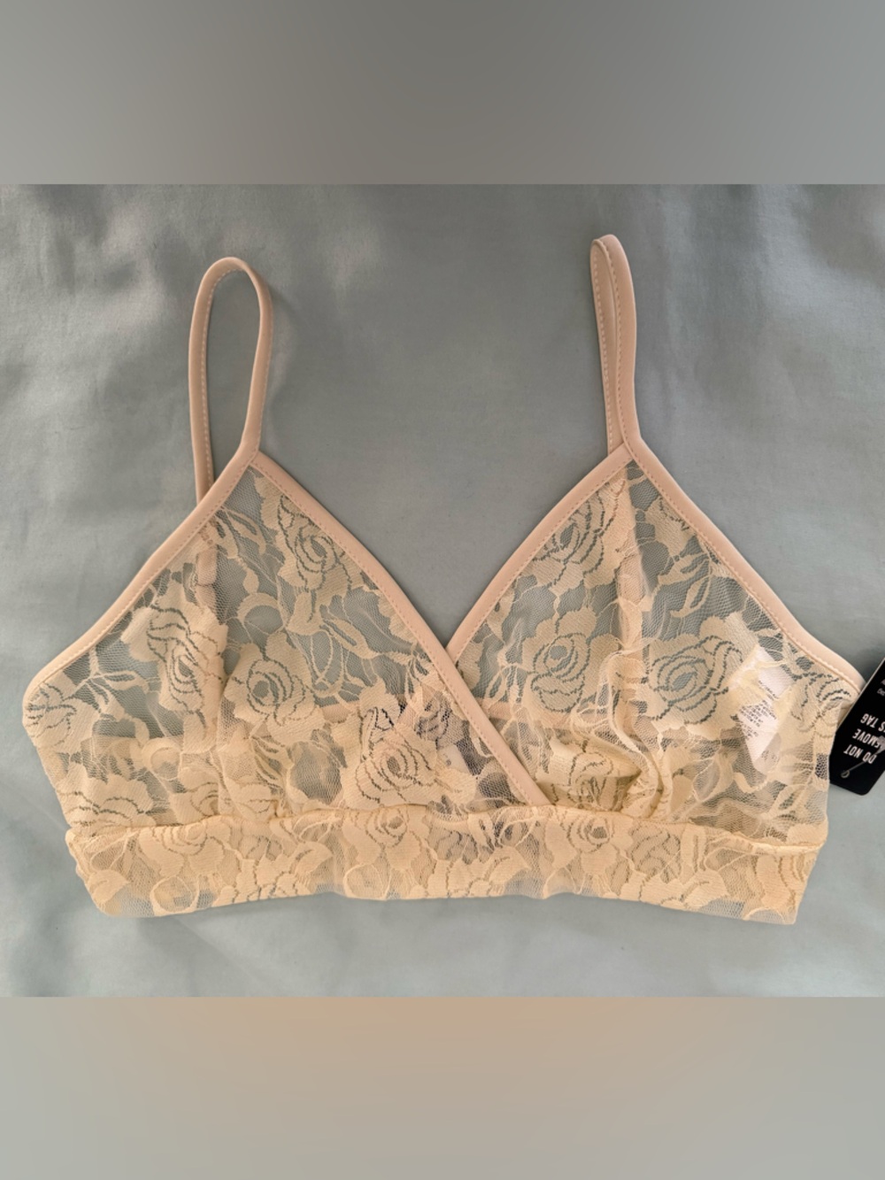 Express Sheer Lace Triangle Bralette - Cream NWT Size S